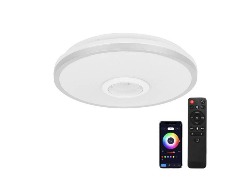 BlingBin LED Deckenleuchte Dimmbar mit Bluetooth Lautsprecher LED Deckenlampe mit Fernbedienung, Fernbedienung, Bluetooth-APP-Steuerung für Mobiltelefone, LED fest integriert, Warmweiß, Kaltweiß, RGB bunt, APP-Steuerung LED Musik Deckenlampe mit RGB Farbwechsel von BlingBin