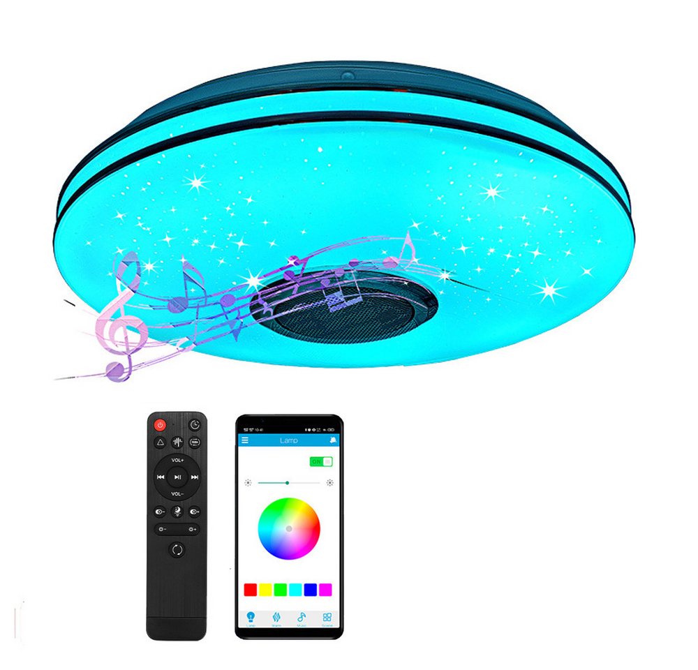BlingBin LED Deckenleuchte Fernbedienung & APP-Steuerung Dimmbar 36W mit Bluetooth Lautsprecher, LED Musik Deckenlampe, LED fest integriert, Warmes, kaltes Weiß, RGB, Deckenlampe Sternenhimmel RGB Farbwechsel für Schlafzimmer/Wohnzimmer BlingBin LED Deckenleuchte Fernbedienung & APP-Steuerung Dimmbar 36W mit Bluetooth Lautsprecher, LED Musik Deckenlampe, LED fest integriert, Warmes, kaltes Weiß, RGB, Deckenlampe Sternenhimmel RGB Farbwechsel für Schlafzimmer/Wohnzimmer von BlingBin