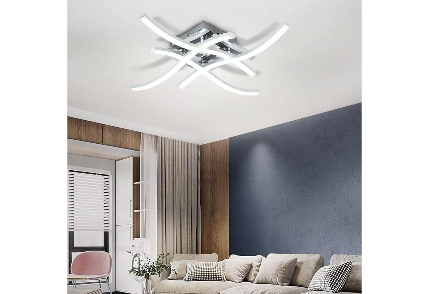 BlingBin LED Deckenleuchte Moderne Schlafzimmer Lampe Kreative Metall Acryl Design Deckenleuchte, Bis zu 20000 Betriebsstunden Lebensdauer, LED fest integriert, Kaltweiß, 28W 1400LM, Lampe Wohnzimmer, 4 Flammig für Schlafzimmer BlingBin LED Deckenleuchte Moderne Schlafzimmer Lampe Kreative Metall Acryl Design Deckenleuchte, Bis zu 20000 Betriebsstunden Lebensdauer, LED fest integriert, Kaltweiß, 28W 1400LM, Lampe Wohnzimmer, 4 Flammig für Schlafzimmer von BlingBin