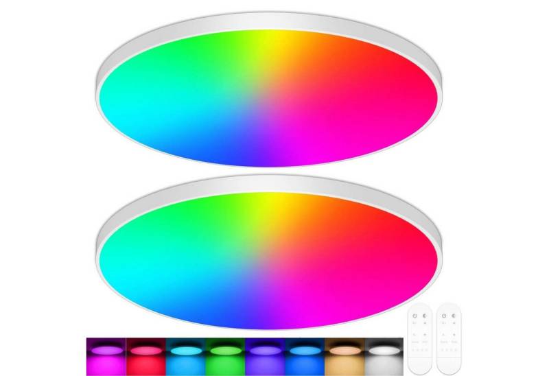 BlingBin LED Deckenleuchte RGB Dimmbar, 24W 2400LM Smart LED Deckenlampe mit Fernbedienung, 2.4G-Wifi Deckenleuchte, LED fest integriert, warmes Weiß, Neutrales Licht, Kaltes Weiß, RGB, App-Steuerung und Kompatibilität mit Alexa/Google Assistant-Rund von BlingBin