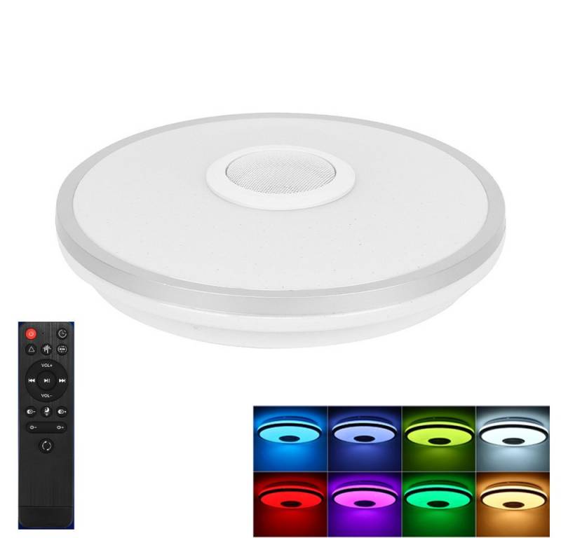 BlingBin LED Deckenleuchte RGB-LED-Hängeleuchte mit Bluetooth-Lautsprecher, App-Steuerung., LED Musik Deckenlampe mit APP-Steuerung, LED fest integriert, Weißes Licht, Warmes Licht, Neutrales Licht, RGB-variables Licht, RGBW Farbwechsel Lampe für Schlafzimmer Küche Wohnzimmer, Ø 30cm von BlingBin
