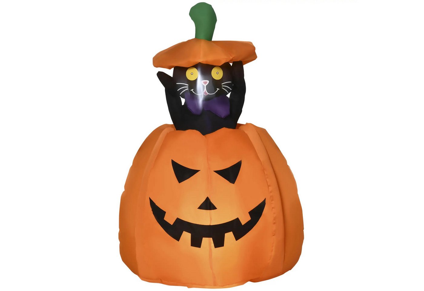 BlingBin LED-Dekofigur Kürbisgeist mit beweglicher Katze Helloween-Gartendeko (1er Set, 1 St., 76cm x 64cm x 115cm), aufblasbar LED-Beleuchtung 76 x 64 x 115cm von BlingBin