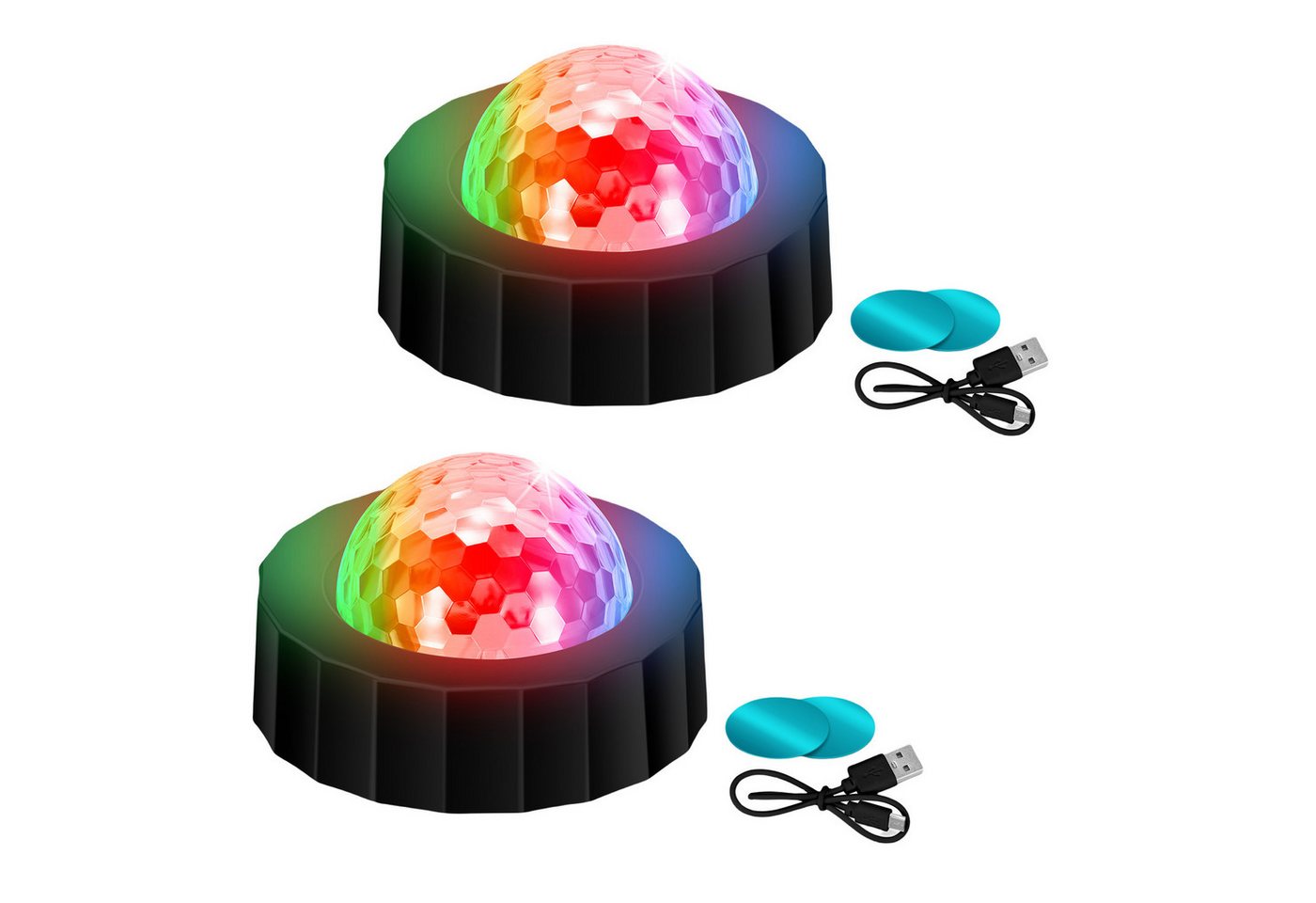 BlingBin LED Discolicht Disco Lampe Discokugel Kinder Partylicht RGB Leuchtmittel Mini Licht, 2PCS, LED fest integriert, RGB, 5V 3W Mini Licht von BlingBin
