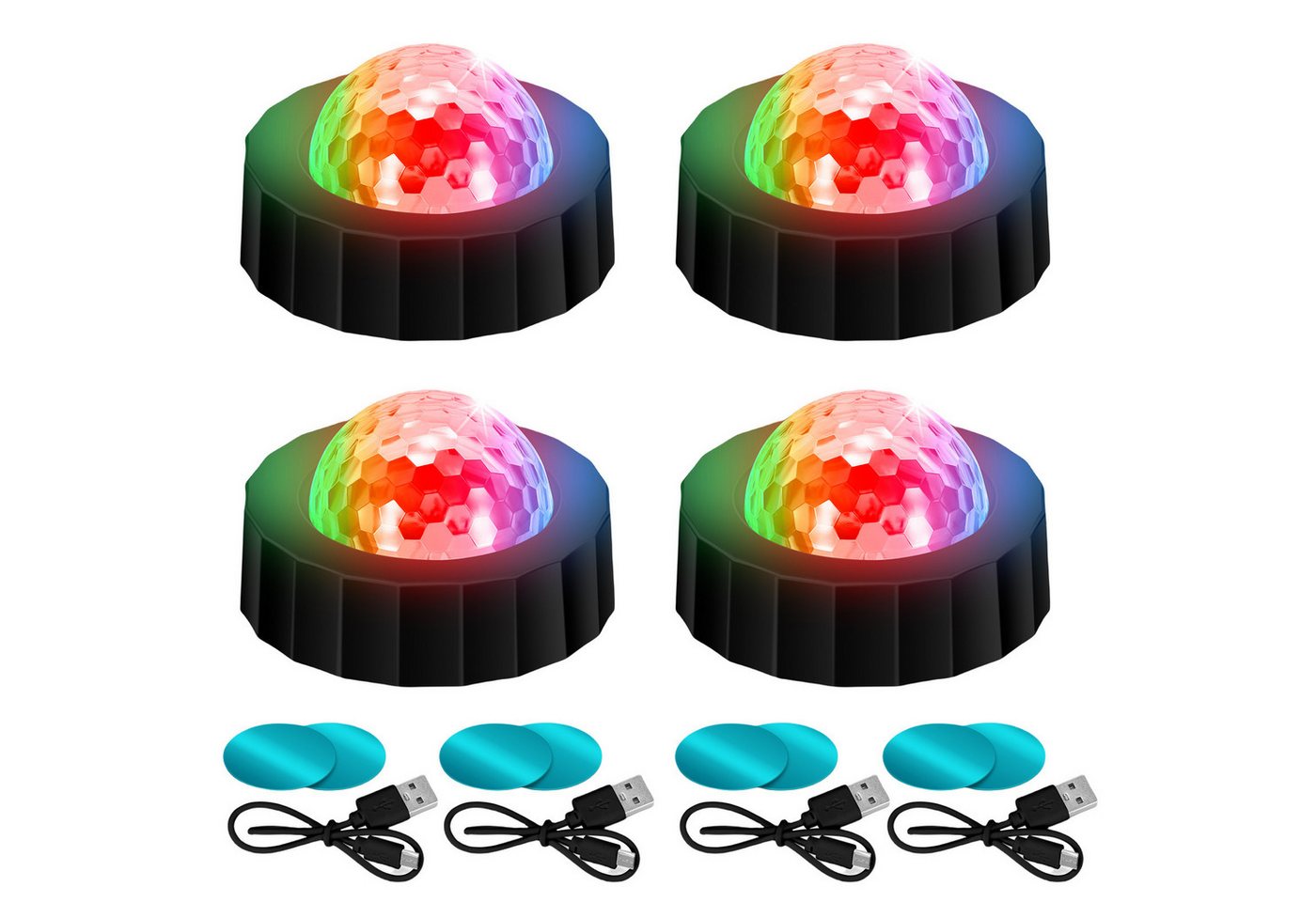 BlingBin LED Discolicht Disco Lampe Discokugel Kinder Partylicht RGB Leuchtmittel Mini Licht, 4PCS, LED fest integriert, RGB, 5V 3W Mini Licht von BlingBin