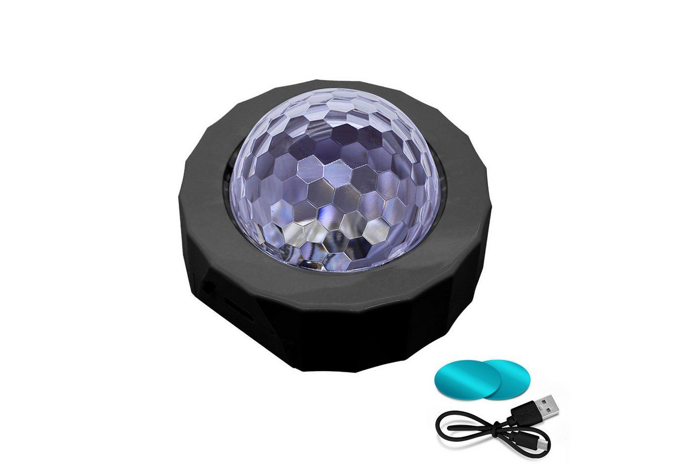 BlingBin LED Discolicht Mini Discokugel Licht, 3 Farben RGB Mini Discolicht Partylicht, USB Wiederaufladbares Sound Aktivierte Discokugel, LED fest integriert, RGB, LED Musikgesteuert Bühnenlicht für Alle Partys und Autoinnendekoration von BlingBin