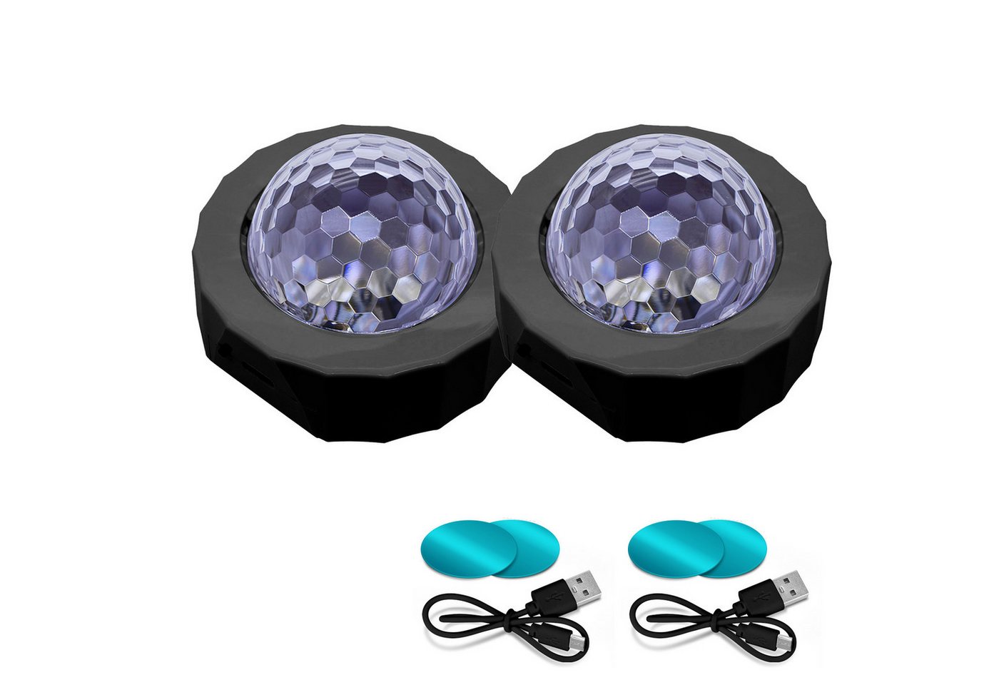 BlingBin LED Discolicht Mini Discokugel Licht, 3 Farben RGB Mini Discolicht Partylicht, USB Wiederaufladbares Sound Aktivierte Discokugel, LED fest integriert, RGB, LED Musikgesteuert Bühnenlicht für Alle Partys und Autoinnendekoration von BlingBin