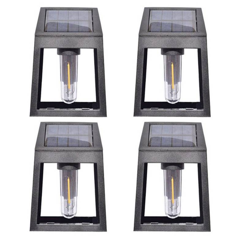 BlingBin LED Gartenleuchte 2 Stück Solarlampen Wandleuchte für Außen Wolfram Solarleuchten, IP65 Wasserdicht, LED fest integriert, warmes Licht, LED Solar Aussenleuchte Gartenlampe Zaun Beleuchtung Solarlicht von BlingBin