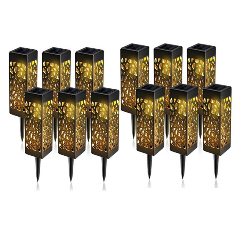 BlingBin LED Gartenleuchte LED Solar Gartenleuchte Außen Wasserdicht Warmweiß mit Automatik, Wasserdichte Außenleuchten für Rasenflächen, LED fest integriert, warmes Licht, Solar betrieben & automatisch bei Dämmerung einschaltend von BlingBin