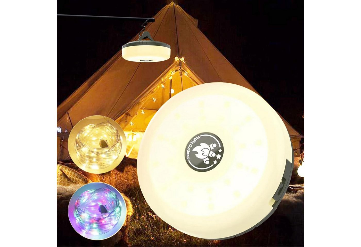 BlingBin LED-Lichterkette Aufrollbare 10m LED-Camping-Lichterkette, 8 Modi, USB, Wasserdicht, Wasserdicht, USB-C und 2 Lichtmodi für vielseitigen Outdoor-Einsatz. von BlingBin