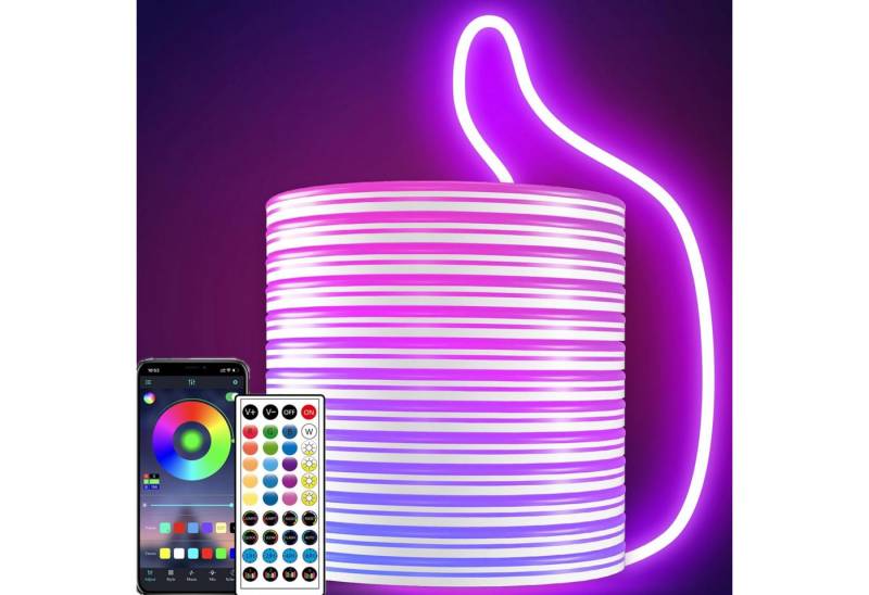 BlingBin LED-Lichterkette LED Neon Streifen Licht, 24V IP65 wasserdicht, App & Fernbedienung, 1200-flammig, für Innen- und Außenbereich, Wohnzimmer, Partydeko von BlingBin