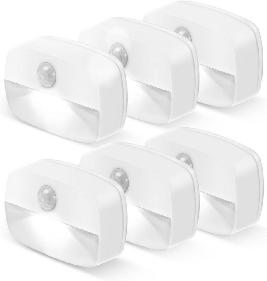 BlingBin LED Nachtlicht 6 Stück Nachtlicht mit Bewegungsmelder LED Nachtlampe, Auto EIN/AUS, LED fest integriert, Tageslichtweiß, Auto EIN/AUS Sensor Licht für Flur, Bad, Schlafzimmer,Toilettenlicht von BlingBin