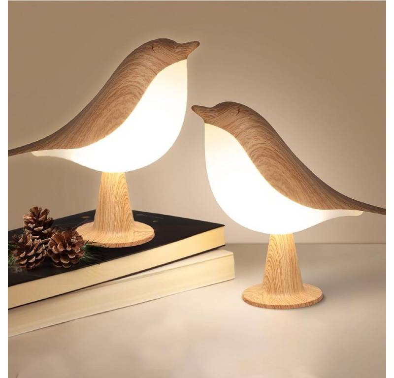 BlingBin LED Nachtlicht Kabellose Dimmbare Vogel-Tischlampe Wiederaufladbar mit Aromadiffusor, Kabelloser Betrieb dank integriertem 1800-mAh-Akku, wiederaufladbar per USB., LED fest integriert, Warmweiß, Natürliches Licht, Kaltweiß, Touch-Steuerung für Licht und Helligkeit mit einfacher Bedienung. von BlingBin