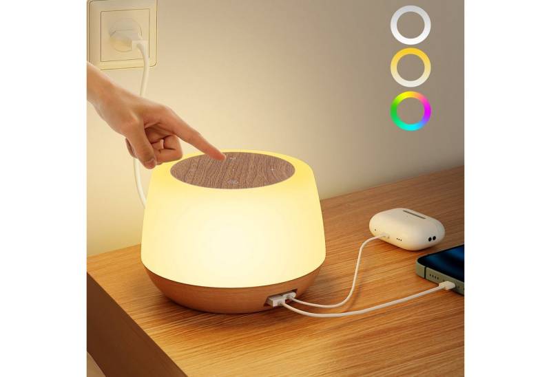 BlingBin LED Nachtlicht LED-Tischlampe, Timer-Funktion, LED wechselbar, Drei Lichtmodi, 20W Schnelllade, 8 Farben, Dimmbar, Timer & Warm-/Kaltlicht von BlingBin