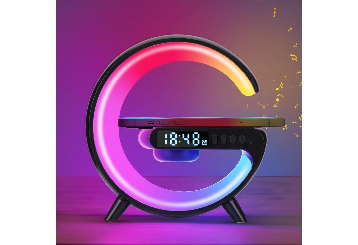 BlingBin LED Nachtlicht LED Tischleuchte mit Wecker Atmosphärenlampe Dimmbare Nachttischlampe, 10 Farbmodi Tischlampe mit Kabelloses Ladestation, LED fest integriert, Farbwechsler, Mini Dimmbare Nachtlicht Lampe Alarm Clock Mit Music, Tastensteuerung BlingBin LED Nachtlicht LED Tischleuchte mit Wecker Atmosphärenlampe Dimmbare Nachttischlampe, 10 Farbmodi Tischlampe mit Kabelloses Ladestation, LED fest integriert, Farbwechsler, Mini Dimmbare Nachtlicht Lampe Alarm Clock Mit Music, Tastensteuerung von BlingBin