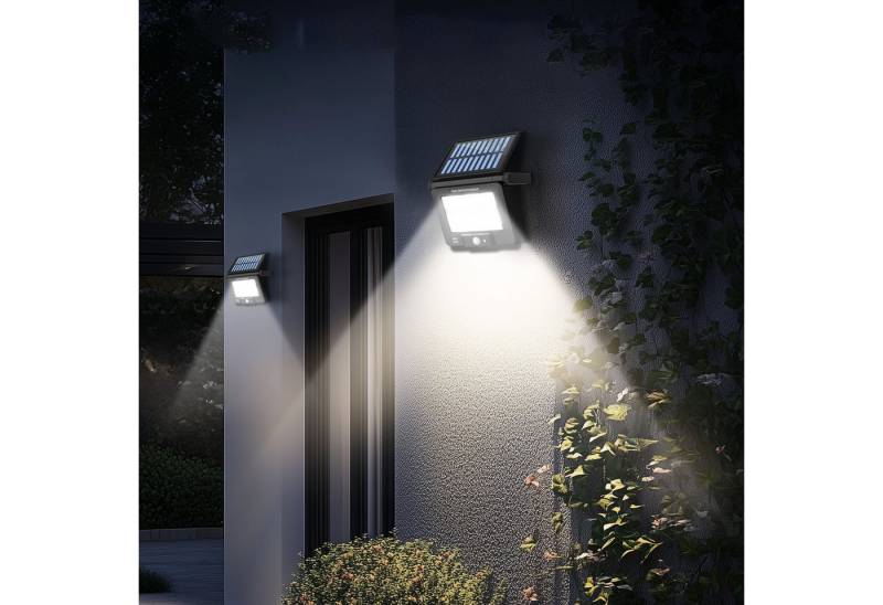 BlingBin LED Nachtlicht Solarbetriebene Wandleuchte mit Bewegungssensor, IP65, LED fest integriert, IP65 wasserdicht, geeignet für Garagen, Gärten, Haustüren, Kaltweiß von BlingBin