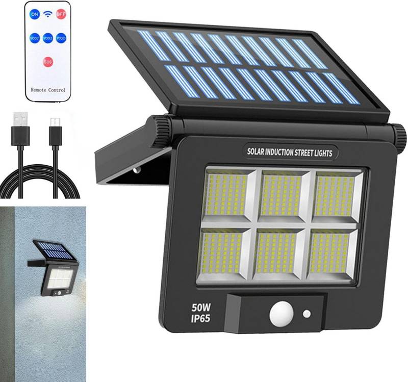 BlingBin LED Nachtlicht Solarbetriebene Wandleuchte mit Bewegungssensor, IP65, LED fest integriert, IP65 wasserdicht, geeignet für Garagen, Gärten, Haustüren, Kaltweiß von BlingBin