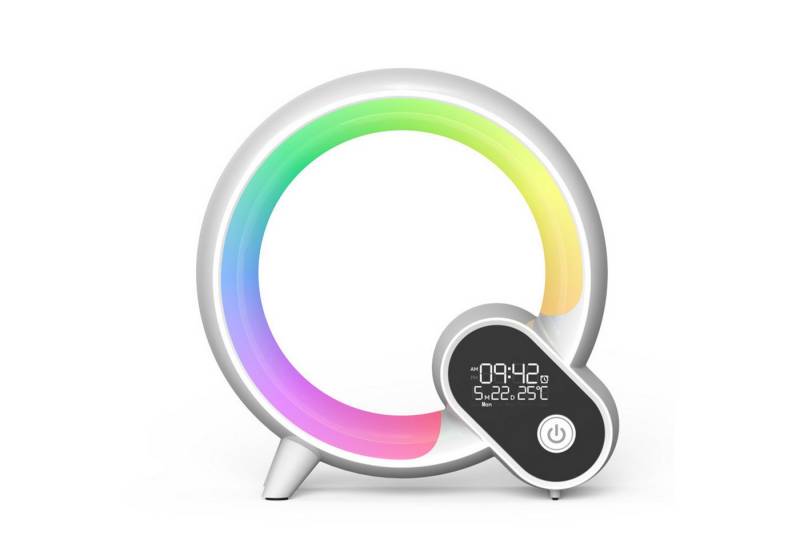 BlingBin LED Nachttischlampe AtmosphäRenlampe Mit Bluetooth Lautsprecher Dimmbare LED Tischlampe, Musik Alarm Clock, LED fest integriert, RGB, Fernbedienung Tasten App Steuerung von BlingBin
