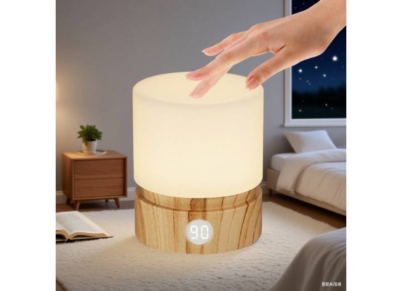 BlingBin LED Nachttischlampe LED Nachttischlampe Touch Dimmbar Nachttischlampe mit Timerfunktion, LED Anzeige, LED fest integriert, warme Farbe, Verfügt über 3 Modi mit Zeit- und Speicherfunktion von BlingBin