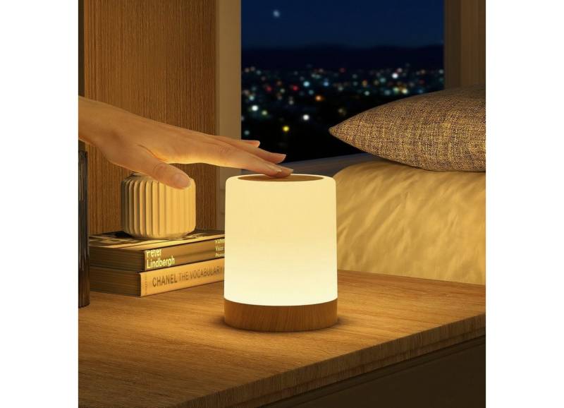 BlingBin LED Nachttischlampe LED Nachttischlampe Touch Dimmbar Nachttischlampe mit Timerfunktion, LED fest integriert, warme Farbe, Verfügt über 3 Modi mit Zeit- und Speicherfunktion von BlingBin