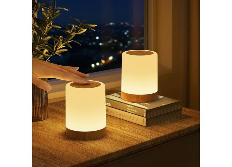 BlingBin LED Nachttischlampe LED Nachttischlampe Touch Dimmbar Nachttischlampe mit Timerfunktion, LED fest integriert, warme Farbe, Verfügt über 3 Modi mit Zeit- und Speicherfunktion von BlingBin