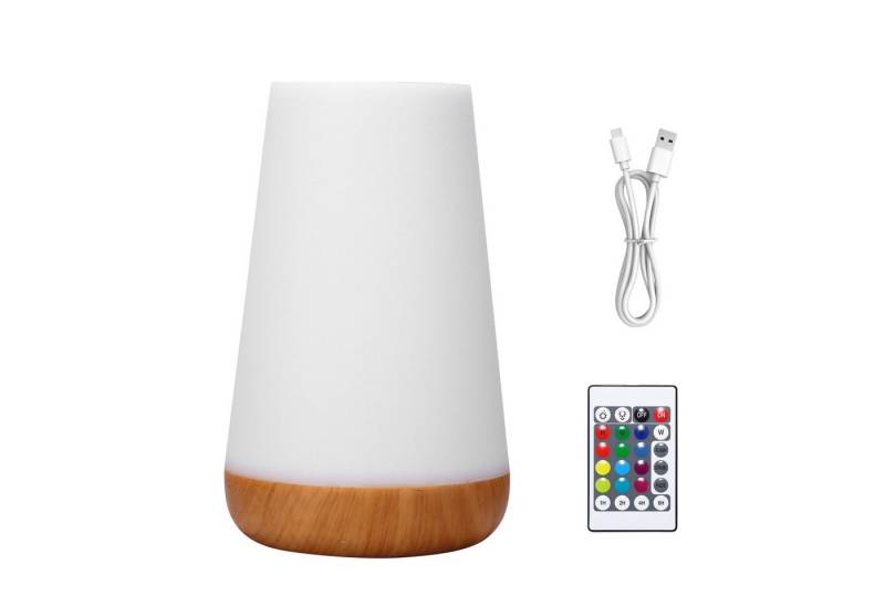 BlingBin LED Nachttischlampe Nachtlicht Touch Dimmbar mit Speicherfunktion LED Tischlampe, Speicherfunktion und Fernbedienungen, LED fest integriert, RGB, mit 13 Farben & 5 Helligkeitsstufen USB C Aufladbar von BlingBin