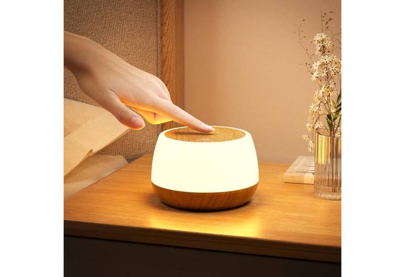 BlingBin LED Nachttischlampe Tischlampe Touch Dimmbar Nachtlicht mit Timerfunktion, 8-farbig dimmbare, LED fest integriert, warmes Weiß, RGB, Holzmaserung Stilllicht für Schlafzimmer Wohnzimmer BlingBin LED Nachttischlampe Tischlampe Touch Dimmbar Nachtlicht mit Timerfunktion, 8-farbig dimmbare, LED fest integriert, warmes Weiß, RGB, Holzmaserung Stilllicht für Schlafzimmer Wohnzimmer von BlingBin