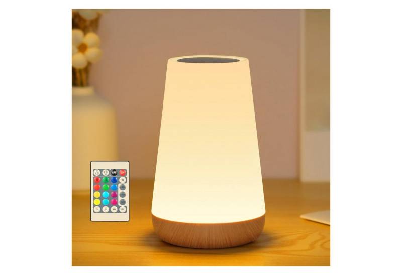 BlingBin LED Nachttischlampe Touch Dimmbar, RGB Farbwechsel Nachtlicht, Einstellbare Helligkeit, USB Aufladbar, LED fest integriert, warmes Weiß, RGB, Nachttischlampe mit 13 Farben 3 Modi, Tischlampe Kabellos mit Timer von BlingBin