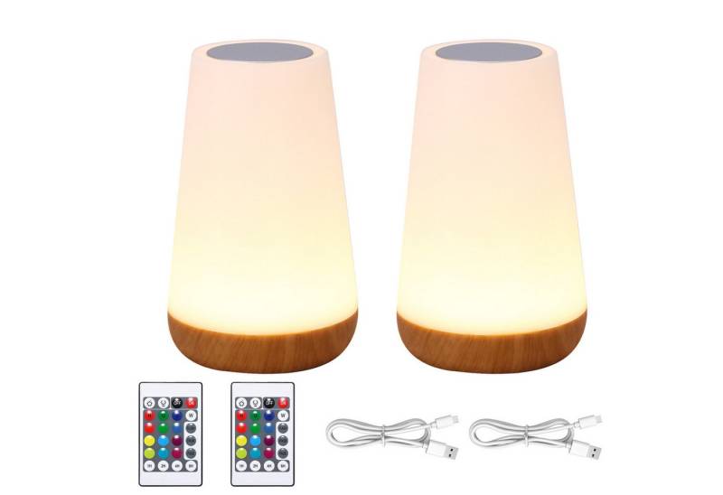 BlingBin LED Nachttischlampe Touch Dimmbar mit Fernbedienung, RGB Farbwechsel Nachtlicht Kinder, USB Aufladbar, LED fest integriert, warmes Weiß, RGB, Nachttischlampe mit 13 Farben 3 Modi, Tischlampe Kabellos mit Timer von BlingBin