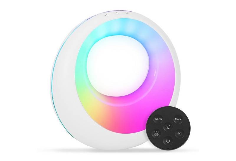 BlingBin LED Nachttischlampe Touch Dimmbar mit RGB Farbwechsel und 9 Modi, Rund Tischlampe, mit Fernbedienung, LED fest integriert, RGB Farbwechsel, USB Aufladbar Nachtlicht Kinder mit Timing Funktion von BlingBin