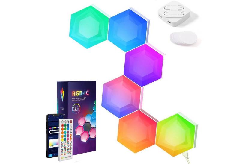BlingBin LED Panel RGB LED Hexagon Wandleuchte mit Fernbedienung, App Steuerung, Musik Sync, LED fest integriert, RGB, Light Panel Kompatibel mit Alexa und Google Assistant für Gaming Deko BlingBin LED Panel RGB LED Hexagon Wandleuchte mit Fernbedienung, App Steuerung, Musik Sync, LED fest integriert, RGB, Light Panel Kompatibel mit Alexa und Google Assistant für Gaming Deko von BlingBin