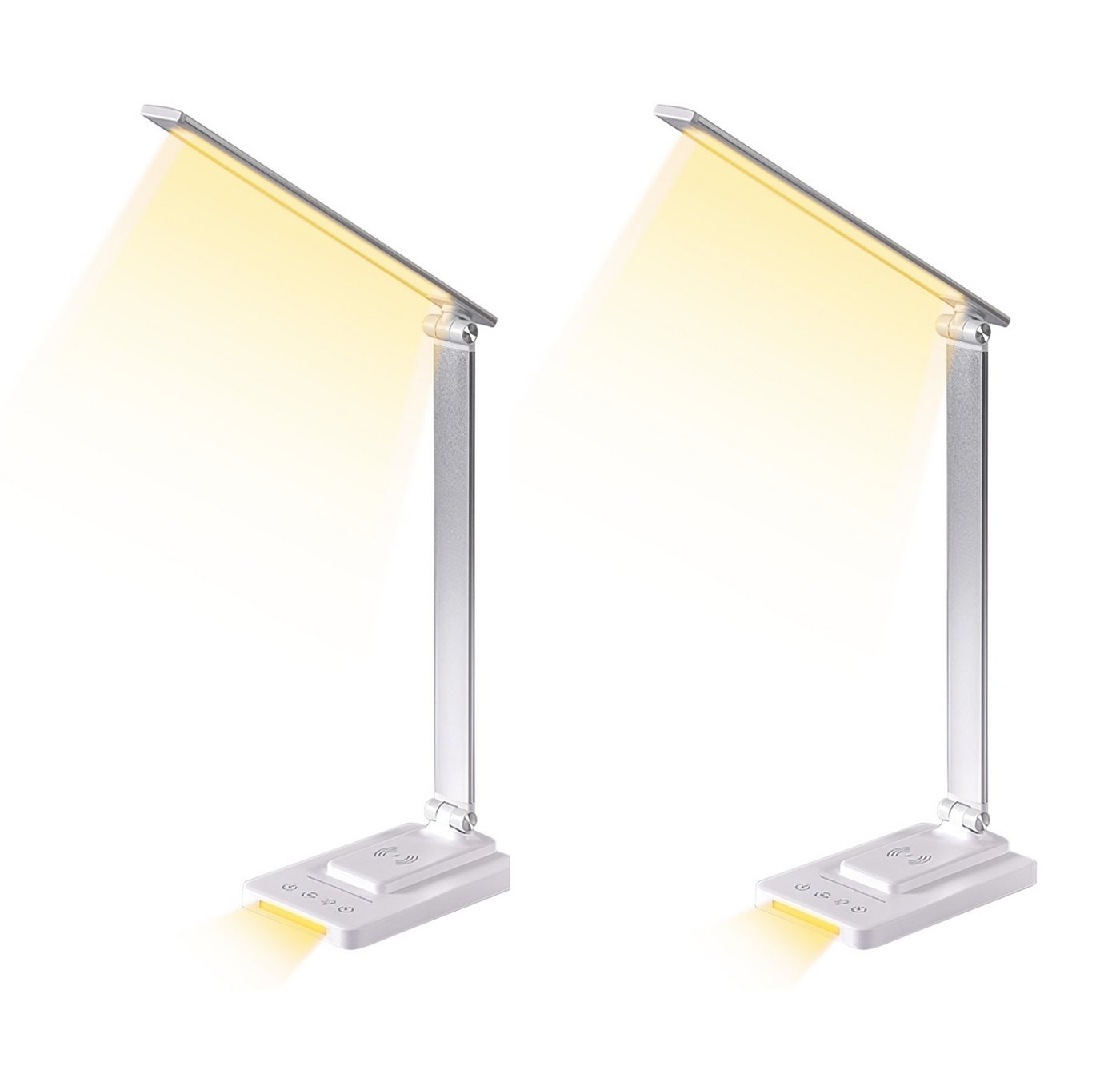 BlingBin LED Schreibtischlampe LED Dimmbare Tischleuchte, mit Kabellosem und USB-Anschluss, Zusammenklappbar, augenschonend, LED, Warmes Licht, für Aufladung des Smartphones Tischlampe für Kinder von BlingBin