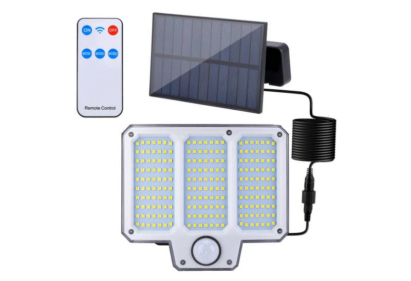 BlingBin LED Solarleuchte 210 LEDs Solar-Außenleuchte mit Bewegungssensor & Fernbedienung, Wasserdichte Sicherheits-Flutlichter, LED fest integriert, Tageslichtweiß, 3 Modi LED-Flutlichter im Freien für Zuhause im Freien, 1 Stück von BlingBin