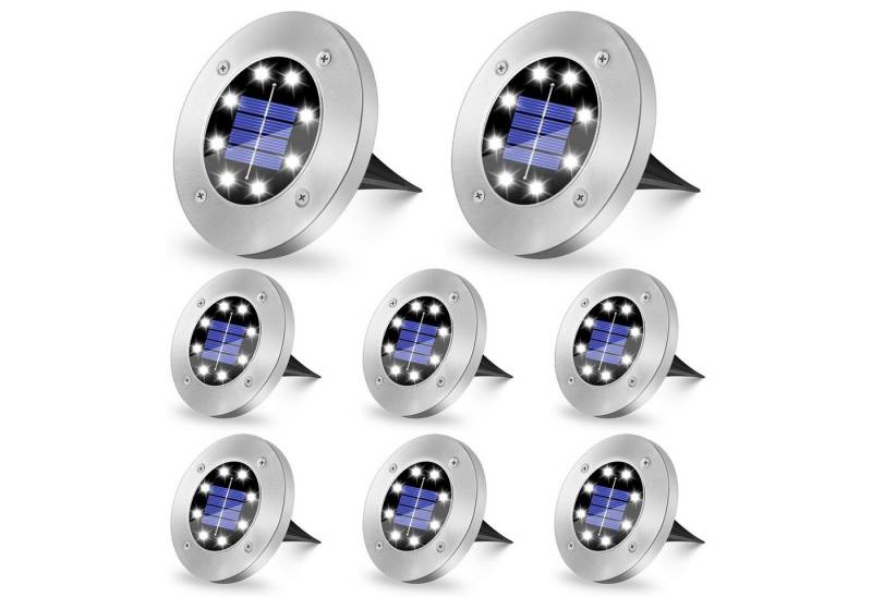 BlingBin LED Solarleuchte 4/8 Stück LED Solar Bodenleuchte außen Garten Gartenleuchte, Wasserdicht, LED fest integriert, Kaltweiß, Solarleuchte Außenleuchte Wasserdicht Kaltweiß von BlingBin