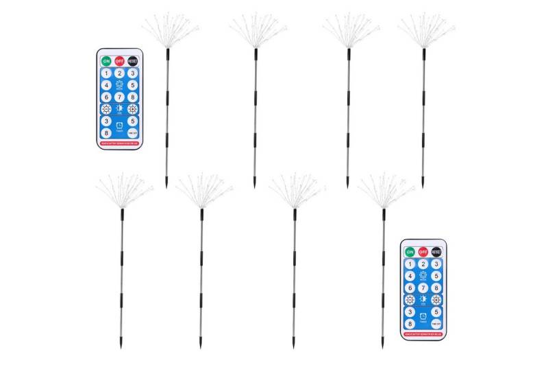 BlingBin LED Solarleuchte 4 Stück 120 LED Solarleuchten Feuerwerk 8 Modi, dimmbar, LED fest integriert, RGB, 1200 mAh Timer und Helligkeitsregelung IP65 Feuerwerkslicht von BlingBin