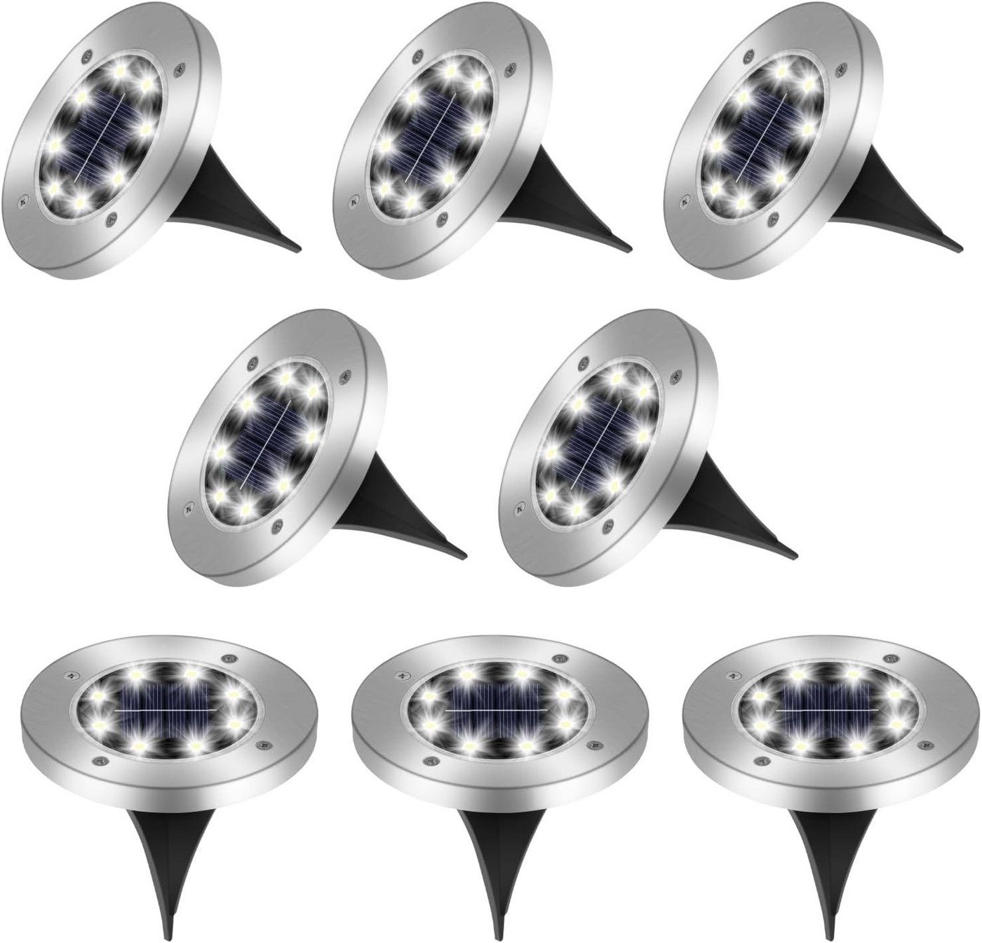 BlingBin LED Solarleuchte 4 Stück LED Solar Gartenleuchte 8 LEDs Solar Bodenleuchten, Solar, LED fest integriert, Tageslichtweiß, Wasserdicht Solarleuchte Gartenleuchte für Rasen,Garden BlingBin LED Solarleuchte 4 Stück LED Solar Gartenleuchte 8 LEDs Solar Bodenleuchten, Solar, LED fest integriert, Tageslichtweiß, Wasserdicht Solarleuchte Gartenleuchte für Rasen,Garden von BlingBin