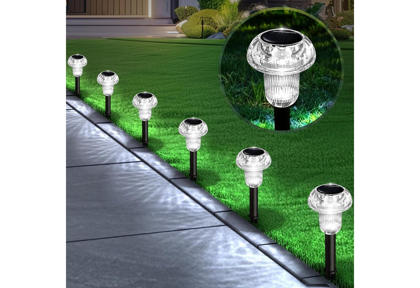 BlingBin LED Solarleuchte 6 Stück Solarlampen Gartenleuchten für Außen Garten, Wasserdicht, LED fest integriert, Kaltweiß/RGB, Auto EIN/AUS Led Solar Fackeln beleuchtung Gartenleuchte BlingBin LED Solarleuchte 6 Stück Solarlampen Gartenleuchten für Außen Garten, Wasserdicht, LED fest integriert, Kaltweiß/RGB, Auto EIN/AUS Led Solar Fackeln beleuchtung Gartenleuchte von BlingBin