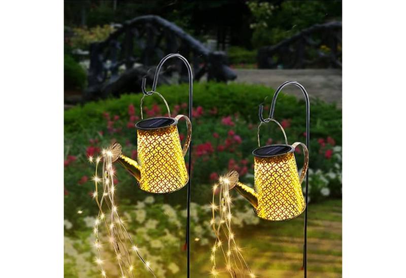 BlingBin LED Solarleuchte LED Solar Gießkanne Lichterkette Aussen, IP65, LED fest integriert, Warmweiß, Lichterkette für Hofweg Balkon Terrasse Garten Deko von BlingBin