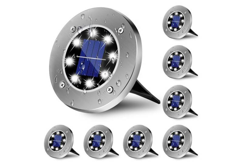 BlingBin LED Solarleuchte Solar Bodenleuchten, LED Solar Gartenleuchte Wasserdicht Solarleuchte, Energiesparend, Einfach zu installieren, LED fest integriert, Kaltweiß, LED Solar Gartenleuchten für Rasen, Gehweg, Auffahrt, Patio, 8 Stück von BlingBin