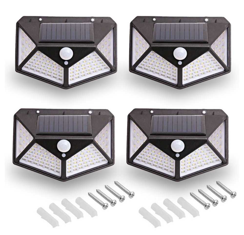 BlingBin LED Solarleuchte Solarlampen Außen Solarwandleuchten mit Bewegungsmelder Garagenleuchte, Solar, LED fest integriert, Tageslichtweiß, Solarleuchten solarbetriebene Leuchten wasserdicht Wandleuchten 100LED von BlingBin