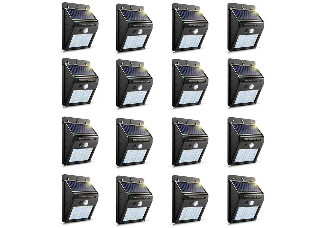 BlingBin LED Solarleuchte Solarlampen Außen-Wandleuchte mit PIR Bewegungsmelder Wasserdicht, Lichtsensor und PIR-Sensor, LED fest integriert, Kaltweiß, 30LEDs Solarleuchte für Garten Zaun Patio Garage Hinterhof von BlingBin