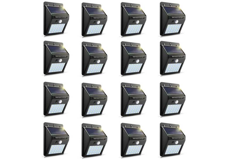 BlingBin LED Solarleuchte Solarlampen Außen-Wandleuchte mit PIR Bewegungsmelder Wasserdicht, Lichtsensor und PIR-Sensor, LED fest integriert, Kaltweiß, 30LEDs Solarleuchte für Garten Zaun Patio Garage Hinterhof von BlingBin