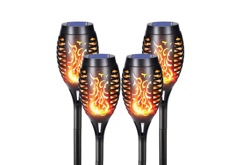 BlingBin LED Solarleuchte Solarlampen für Außen - 12 LED Solarleuchten Gartenleuchten, wetterfest, LED fest integriert, warmweiß, Gartenfackeln Solar für Gärten Weg Hinterhöfe Rasen Balkon Deko von BlingBin