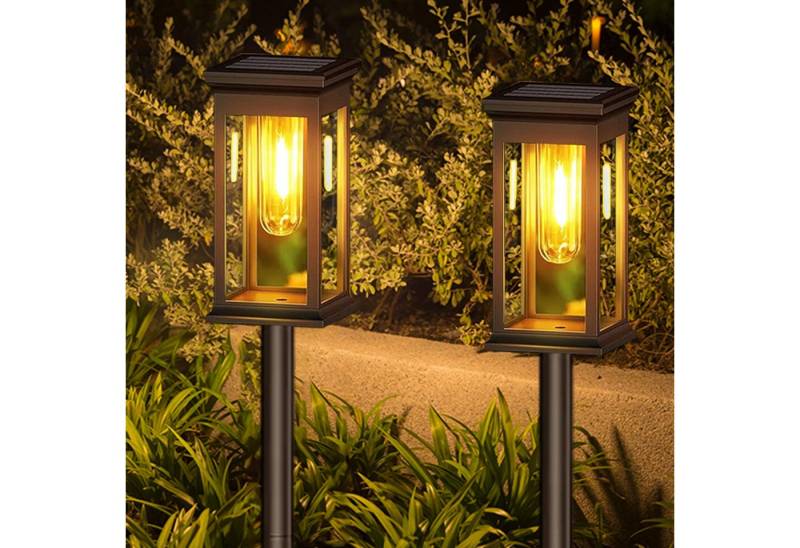 BlingBin LED Solarleuchte Solarlampen für Außen Garten Stehend, Solarleuchte mit Wolfram Licht, IP65 Wasserdicht Auto Ein/Aus, eine SMD-Lampe, Warmweiß, 2 Stück Solarleuchten Garten Deko für Garten, Terrasse, Pfad, Rasen von BlingBin