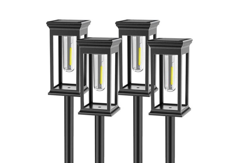 BlingBin LED Solarleuchte Solarlampen für Außen Garten Stehend, Solarleuchte mit Wolfram Licht, IP65 Wasserdicht Auto Ein/Aus, eine SMD-Lampe, Warmweiß, 4 Stück Solarleuchten Garten Deko für Garten, Terrasse, Pfad, Rasen von BlingBin