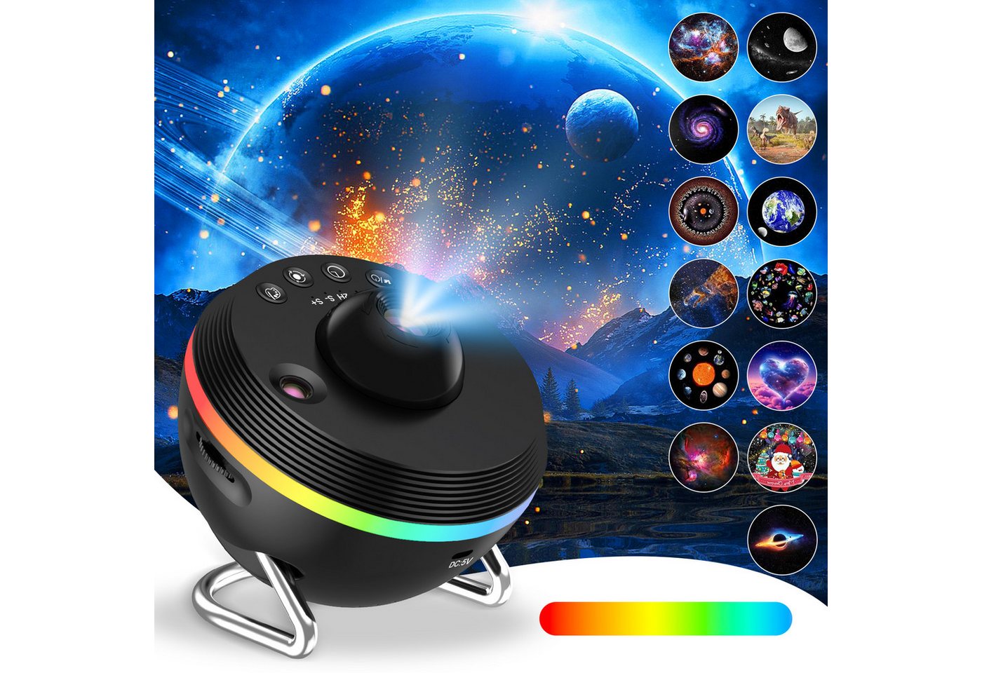 BlingBin LED-Sternenhimmel Sternenhimmel Projektor, 4K HD Planetarium Projektor, Meteor Galaxy, Geschwindigkeitseinstellung und 360° drehbarer Sternenprojektor,4K HD, LED, Sternenfarben, 13 in 1 echter Planetariumsprojektor,4K HD Sternenhimmel Projektor von BlingBin