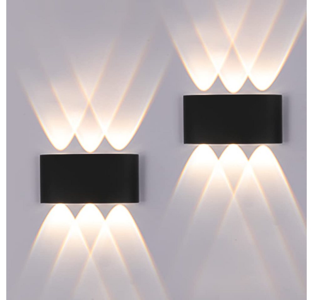 BlingBin LED Wandleuchte 2 Stücke Wandleuchte Innen/Außenwandleuchten, Up and Down Wandlampe, 2, LED fest integriert, warmes Licht von BlingBin