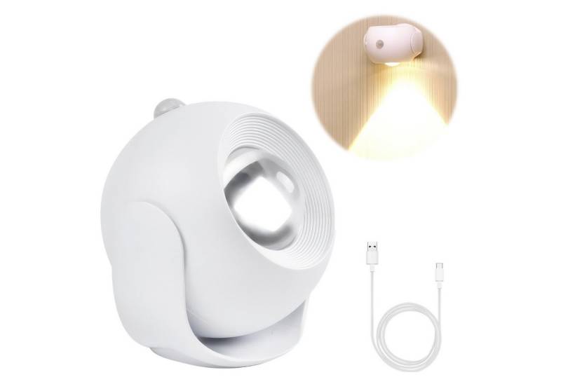 BlingBin LED Wandleuchte Induktions Wandlampe für den menschlichen Körper mit Bewegungsmelder, Magnetische Installation, sofort einsatzbereit, einfach zu installieren und zu demontieren, LED fest integriert, weißes Licht, 360° drehbare,Schrankleuchten, Aufladbare Magnetische Wandleuchte von BlingBin