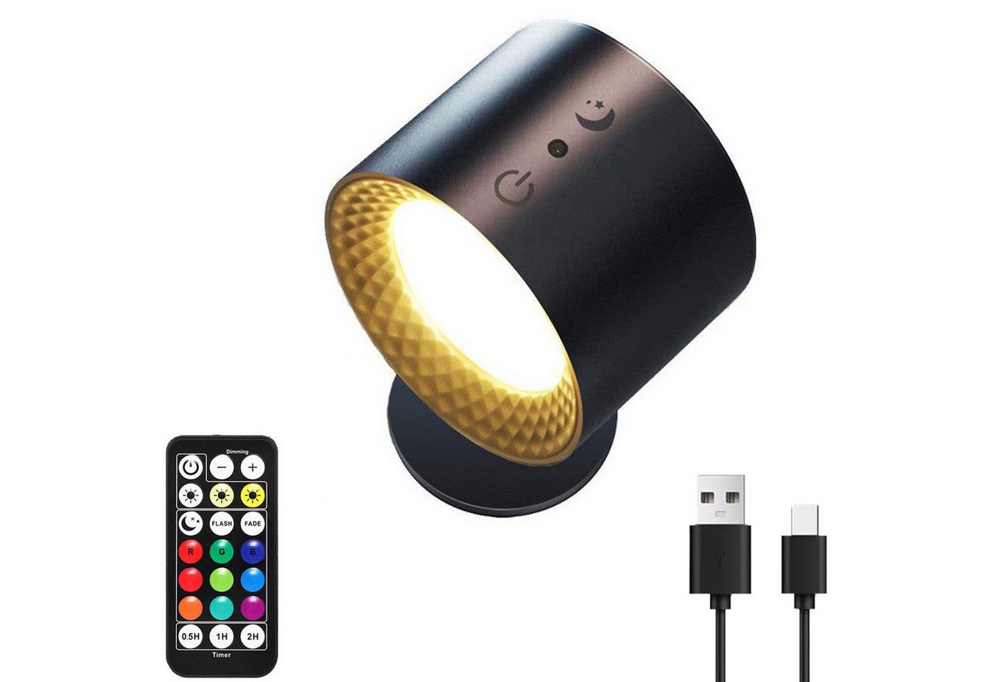 BlingBin LED Wandleuchte LED-Wandleuchte, dimmbar, mit Fernbedienung, 360° drehbar, LED fest integriert, Kaltweiß, Warmweiß, Mit 3 Farbmodi und Timer, geeignet für Schlafzimmer BlingBin LED Wandleuchte LED-Wandleuchte, dimmbar, mit Fernbedienung, 360° drehbar, LED fest integriert, Kaltweiß, Warmweiß, Mit 3 Farbmodi und Timer, geeignet für Schlafzimmer von BlingBin