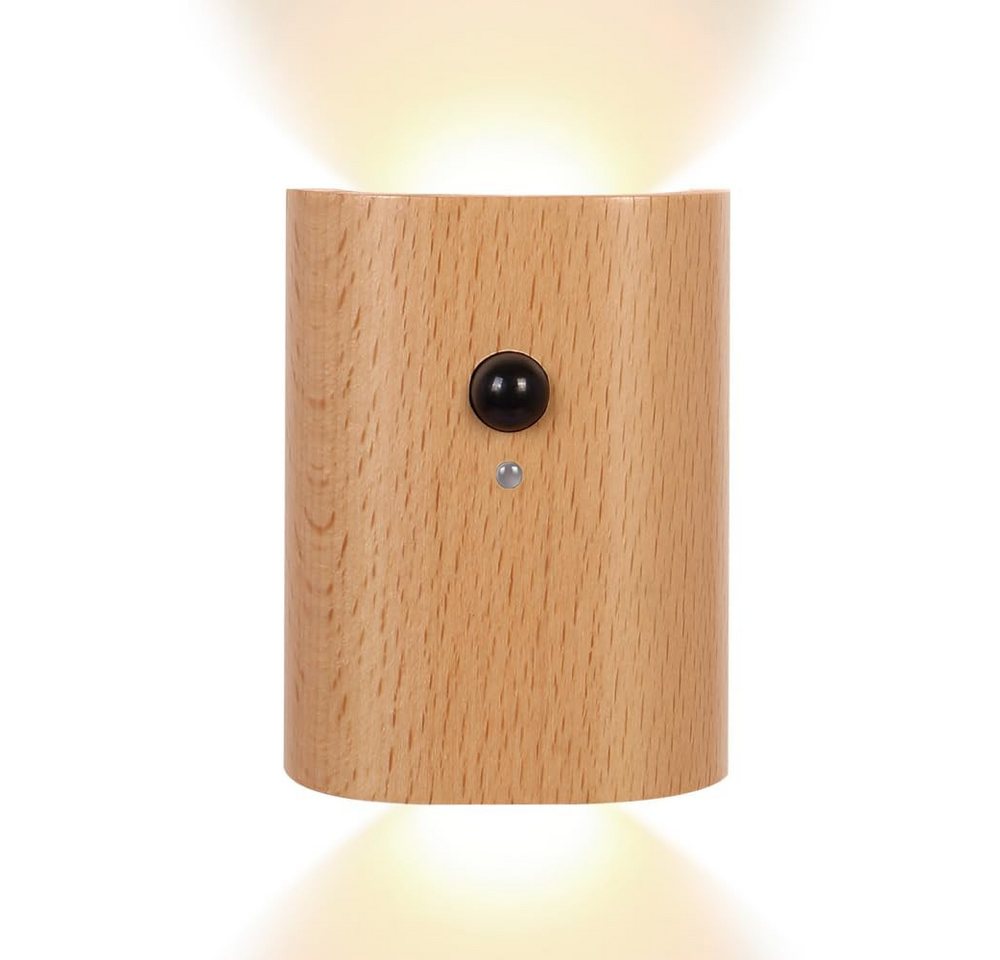 BlingBin LED Wandleuchte Wandlampe mit Up und Down Bewegungsmelder, PIR-kabelloses Nachtlicht, Magnetische Flurlampe Treppenlampe, LED fest integriert, warmweißes Licht, Innen USB Aufladbare Wandlampe Schlafzimmer Bettlampe von BlingBin