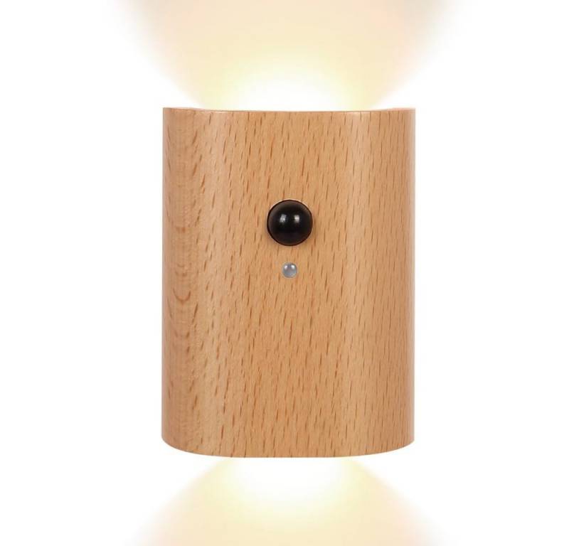 BlingBin LED Wandleuchte Wandlampe mit Up und Down Bewegungsmelder, PIR-kabelloses Nachtlicht, Magnetische Flurlampe Treppenlampe, LED fest integriert, warmweißes Licht, Innen USB Aufladbare Wandlampe Schlafzimmer Bettlampe von BlingBin
